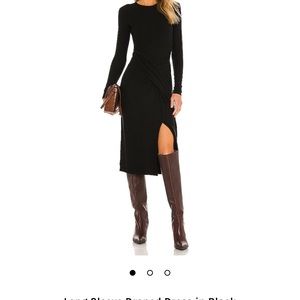 Vince black long-sleeve drape dress XS
